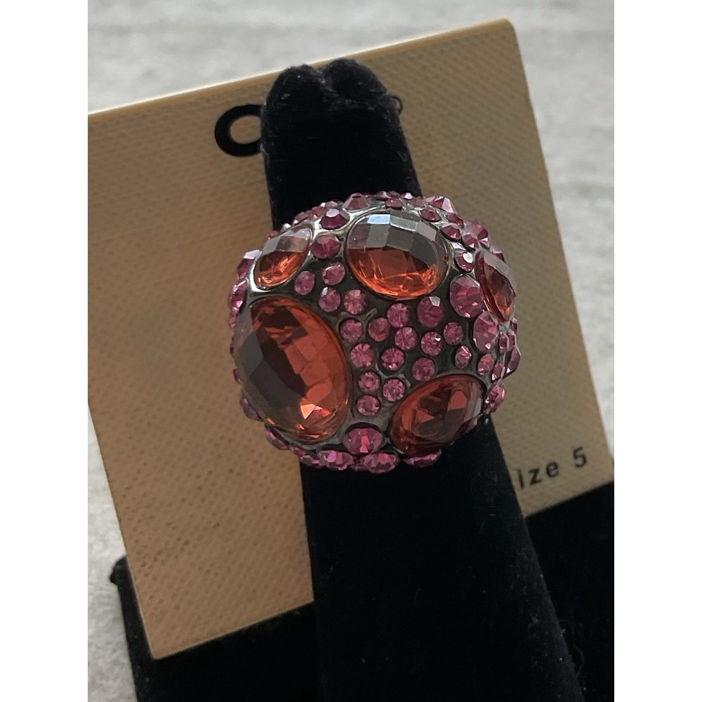 CBC domed cocktail ring Pink & Red Stones Size 5 Estate Jewelry